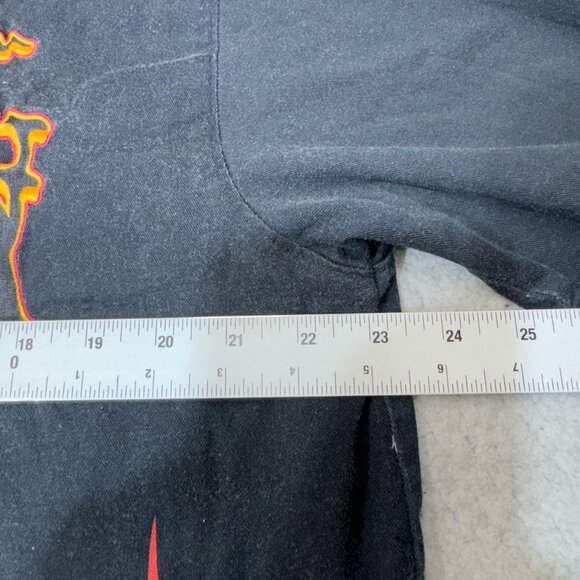 Harley Davidson Shirt Men Large Black‎ Orange Flames Script Bar Shield Zip Short - Picture 14 of 16